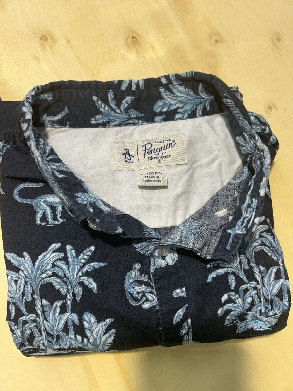 Original Penguin by Munsingwear Men's XL Navy Floral Button-Up Shirt
